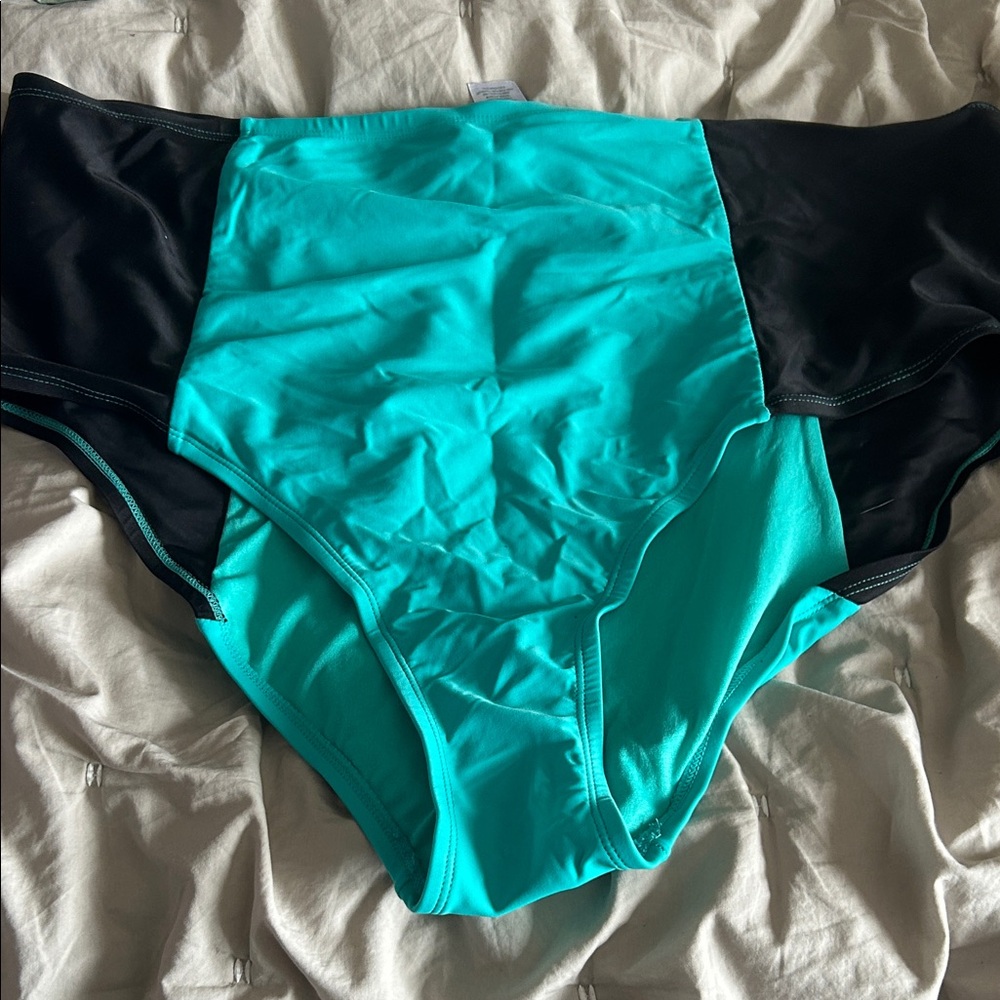 Moxie Blu Teal and Black Bikini Bottom - 3X